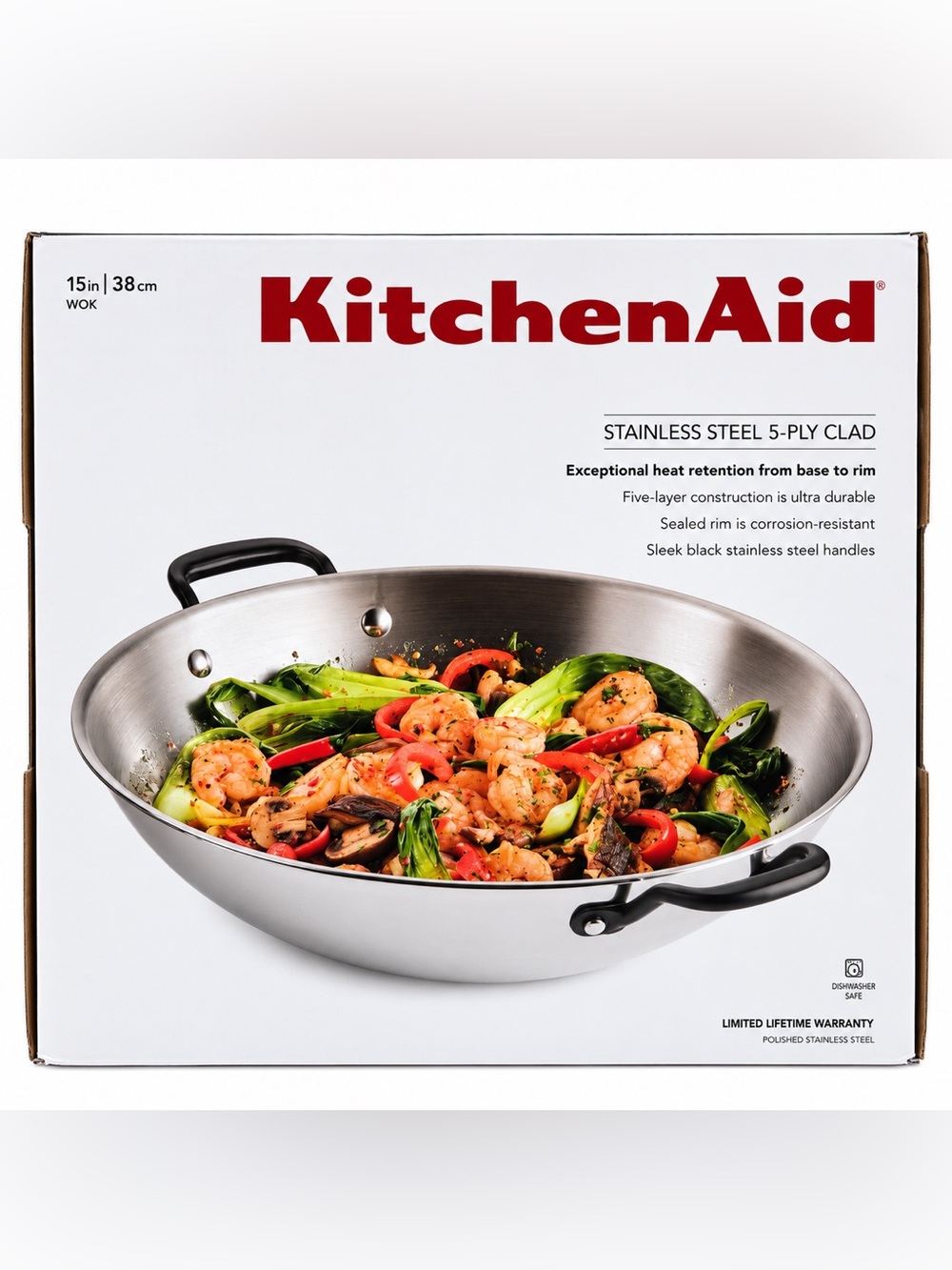 KitchenAid Stainless Steel Wok with Colorful Stir-Fry (Silver, Red, Green)
